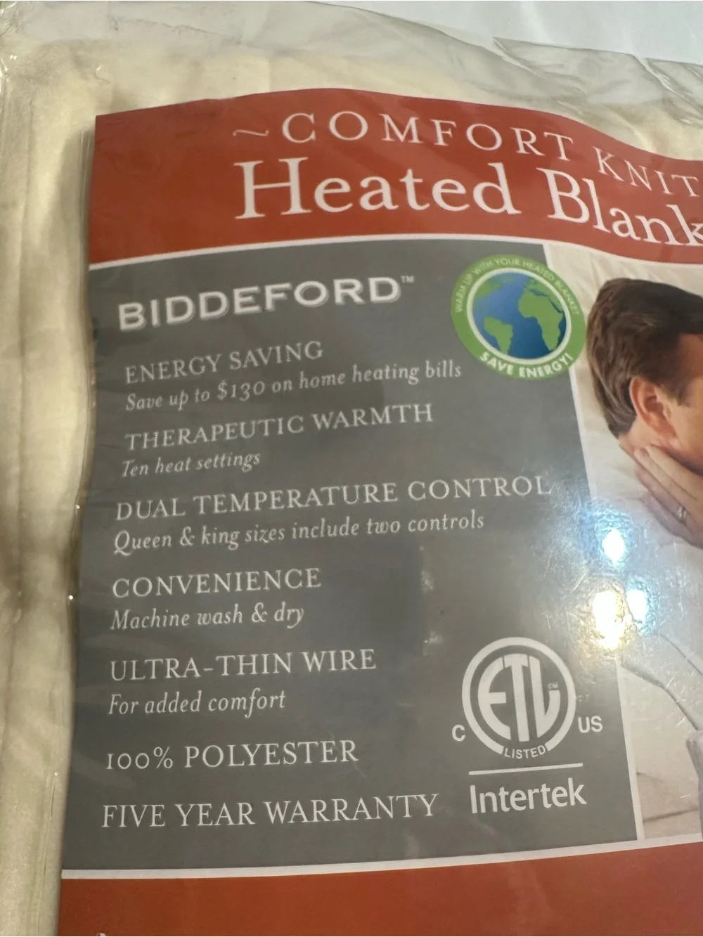 Biddeford Comfort Queen Heated Blanket - Cream